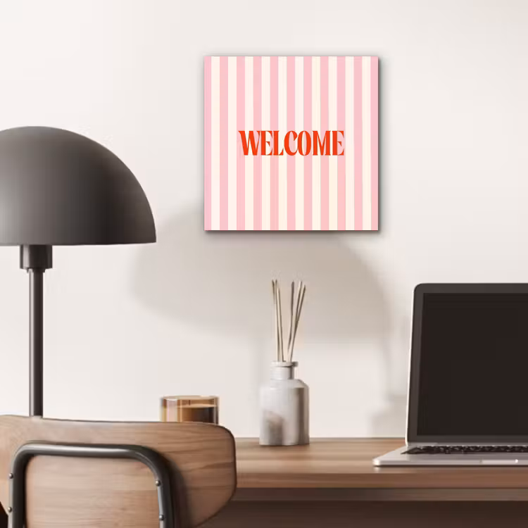 Aluminium schilderij - Zachtroze - Rood - Strepen - Welcome — 6