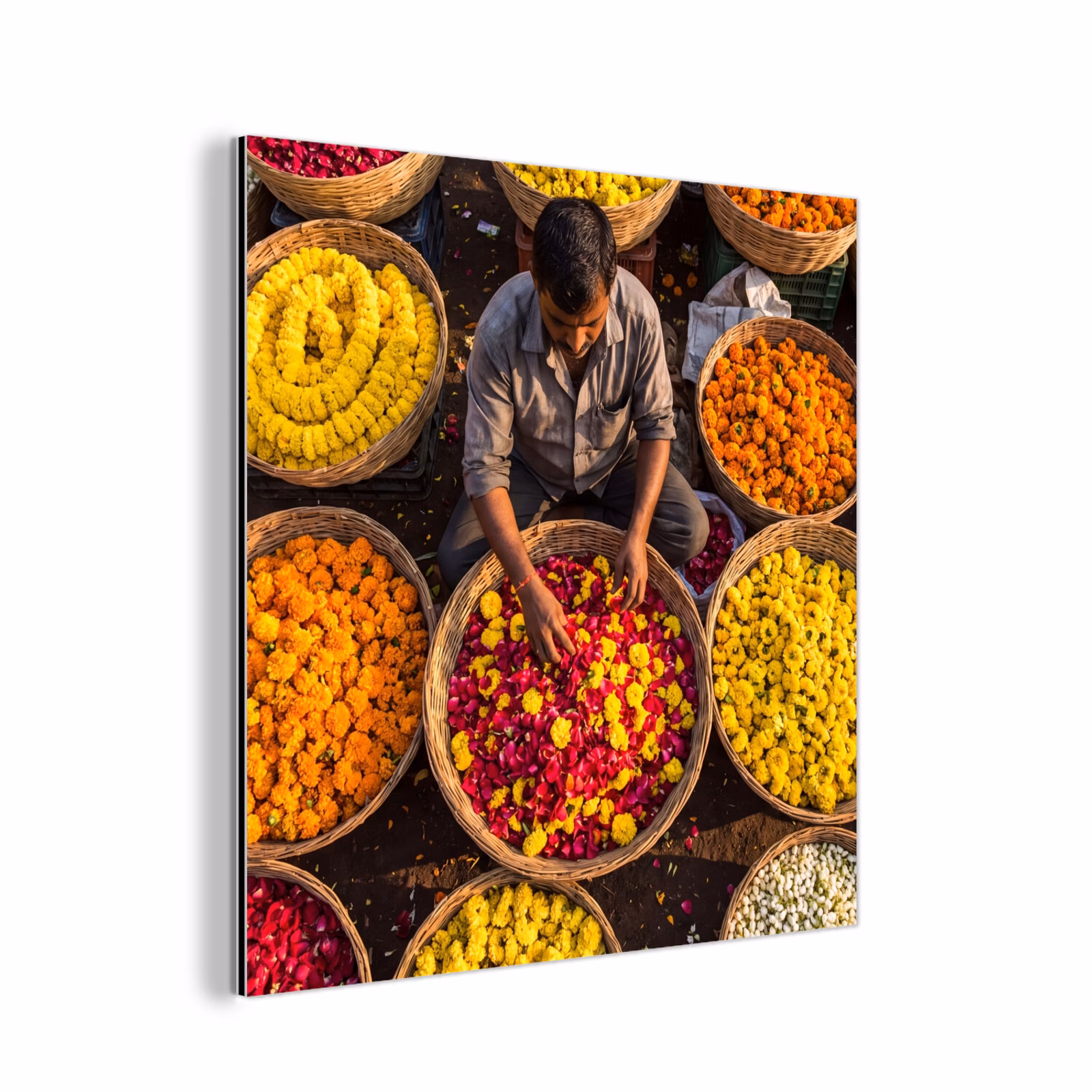 Aluminium schilderij - Bloemen - Markt - Kleurrijk — 1