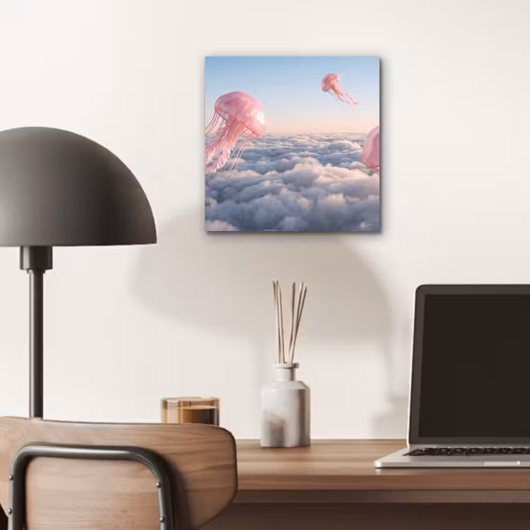Aluminium schilderij - Roze dier - Wolken — 6