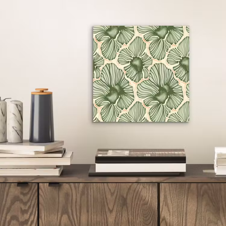 Aluminium schilderij - Groen - Botanisch - Bloemen - Organisch - Patroon — 2