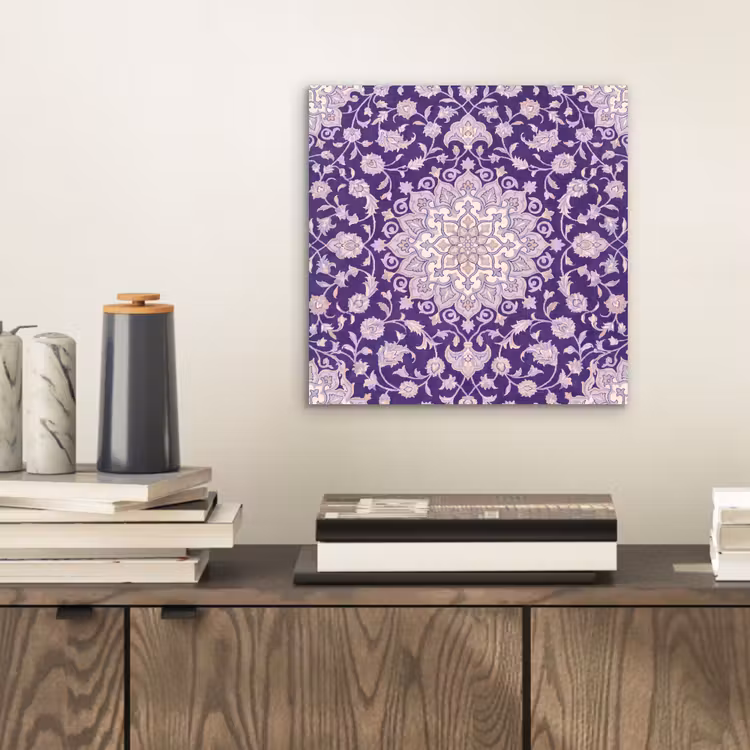 Aluminium schilderij - Patroon - Medallion - Oosters - Paars - Decoratie — 2