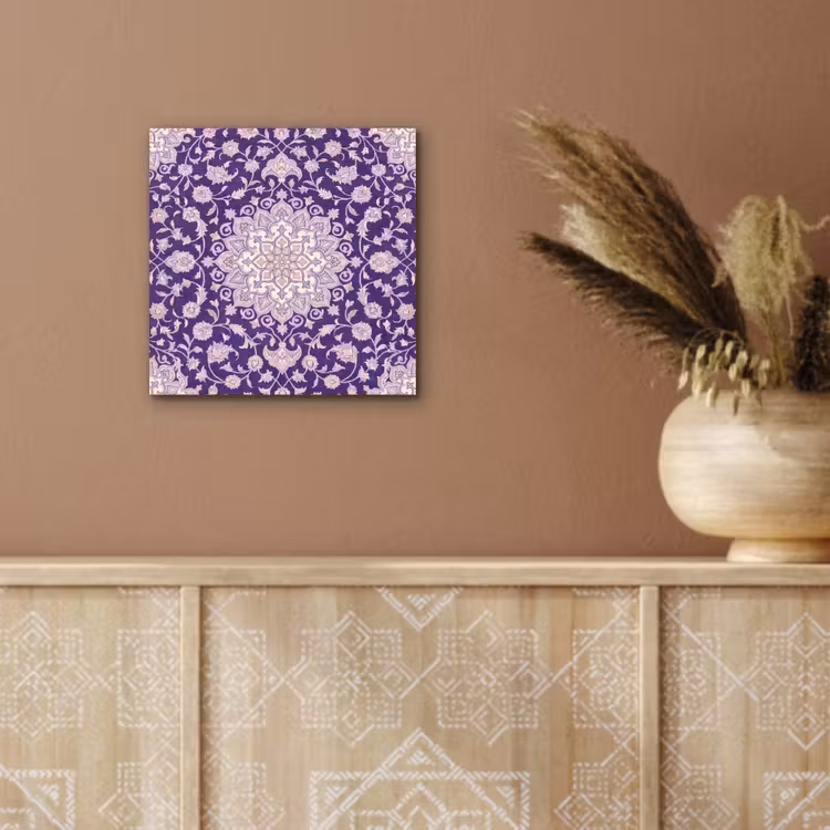 Aluminium schilderij - Patroon - Medallion - Oosters - Paars - Decoratie — 5