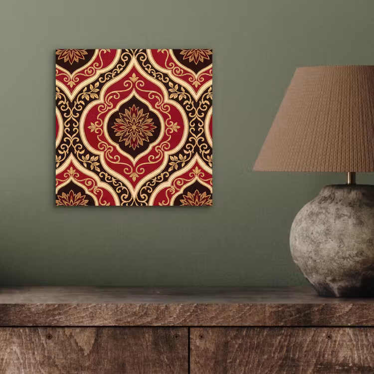 Aluminium schilderij - Patroon - Ornament - Barok - Rood - Goud — 3