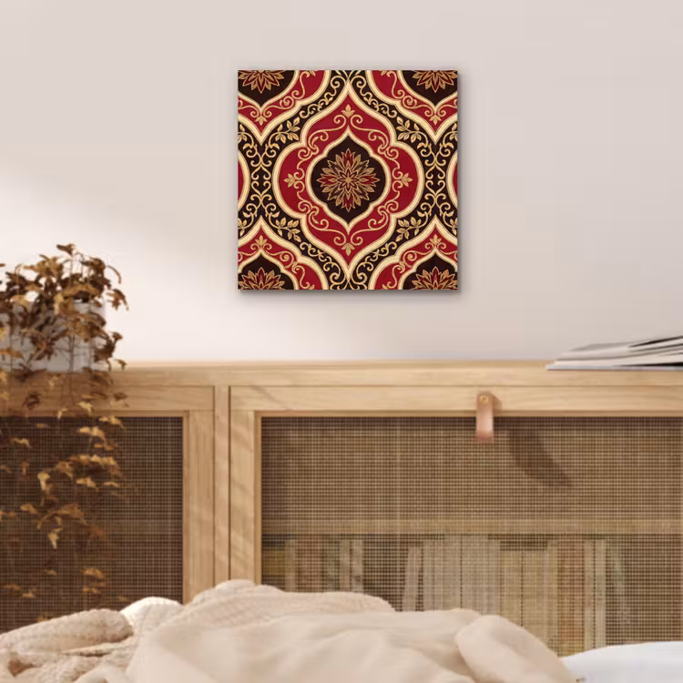Aluminium schilderij - Patroon - Ornament - Barok - Rood - Goud — 4