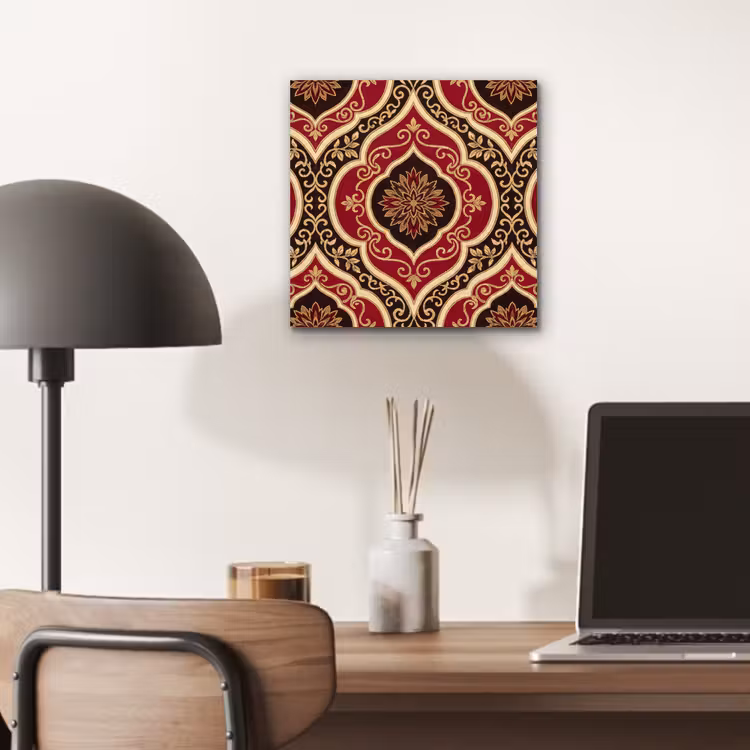 Aluminium schilderij - Patroon - Ornament - Barok - Rood - Goud — 6