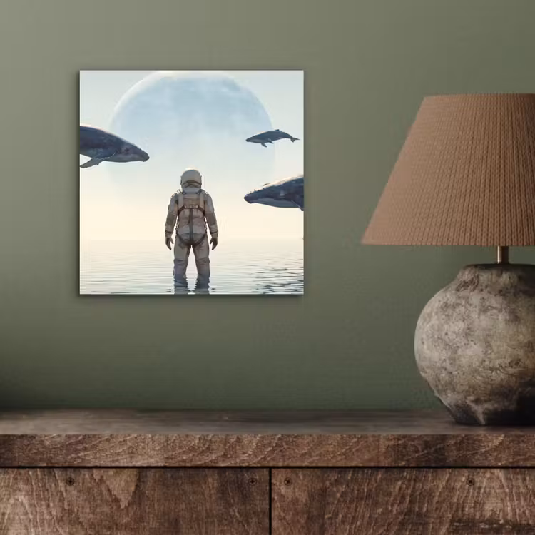 Aluminium schilderij - Ruimtevaarder - Walvis - Fantasie — 3