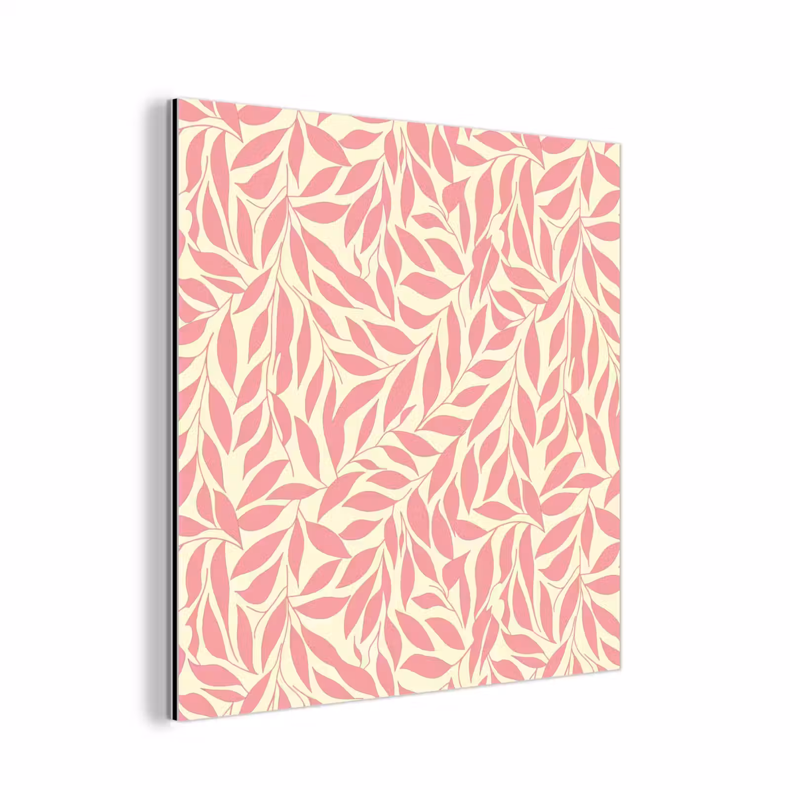 Aluminium schilderij - Roze - Bladeren - Dynamisch - Patroon — 1