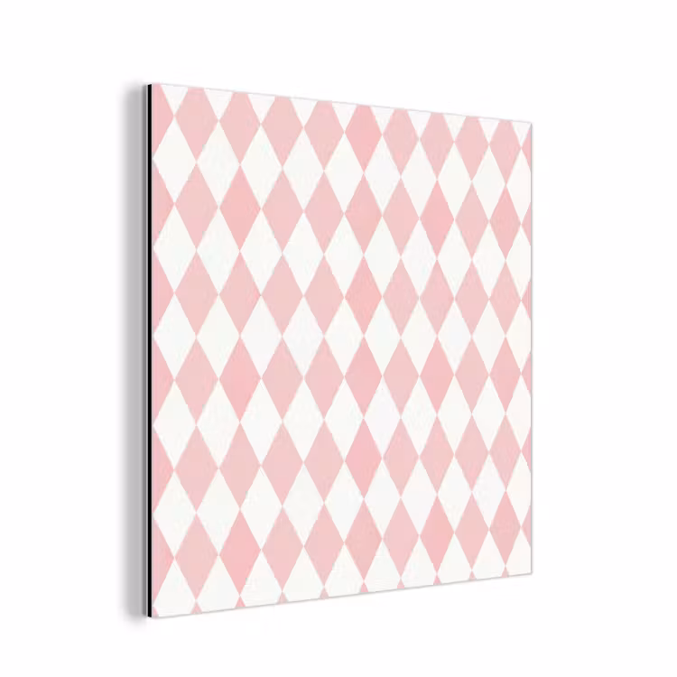 Aluminium schilderij - Lichtroze - Ruiten - Geometrisch - Patroon — 1