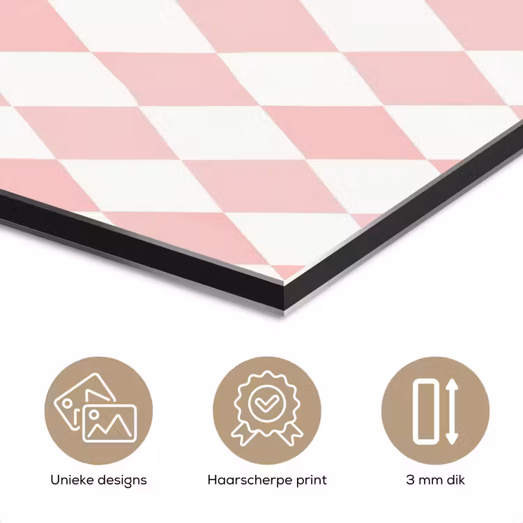 Aluminium schilderij - Lichtroze - Ruiten - Geometrisch - Patroon — 7