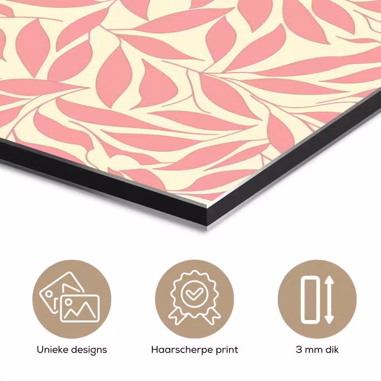 Aluminium schilderij - Roze - Bladeren - Dynamisch - Patroon — 7