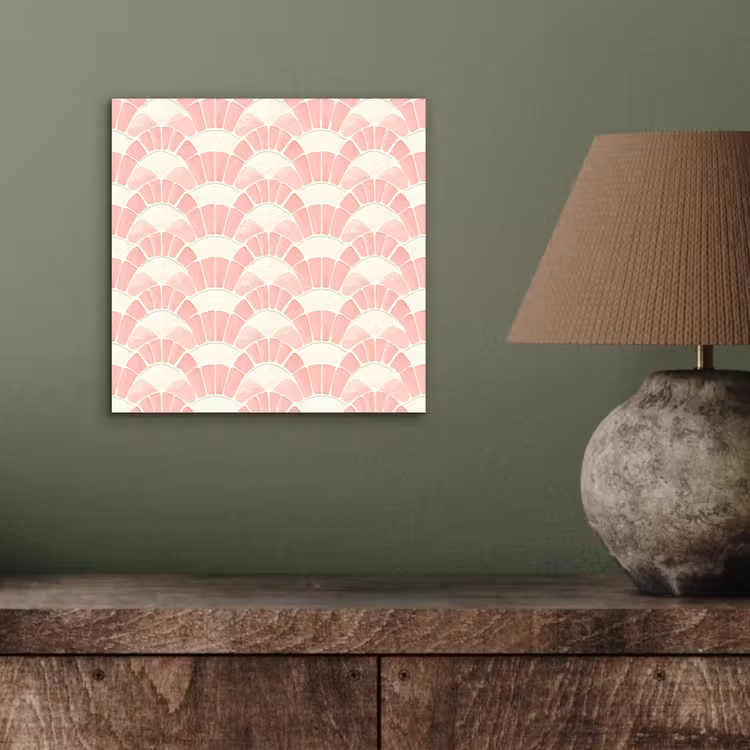 Aluminium schilderij - Roze - Waaiers - Mozaïek - Patroon — 3