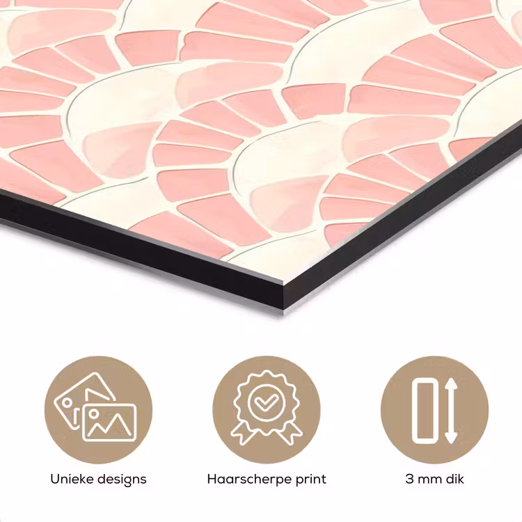 Aluminium schilderij - Roze - Waaiers - Mozaïek - Patroon — 7