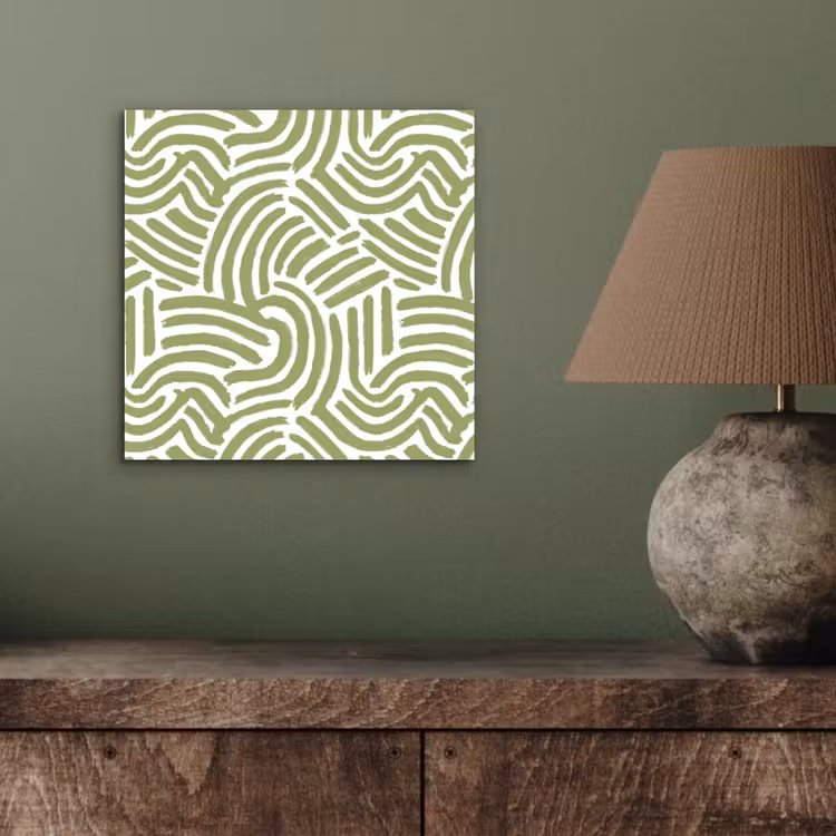 Aluminium schilderij - Saliegroen - Abstract - Bogen - Handgetekend - Patroon — 3