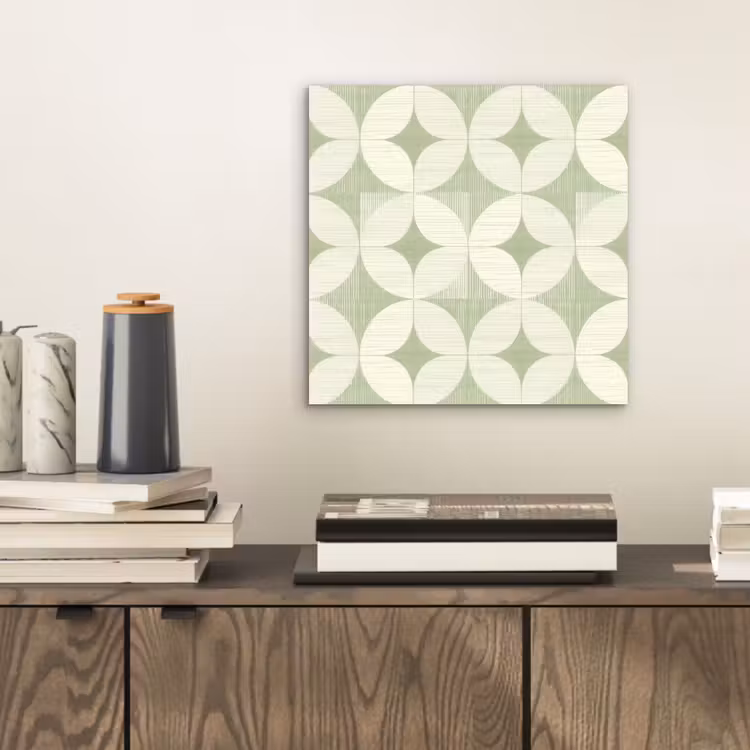 Aluminium schilderij - Saliegroen - Geometrisch - Retro - Mid-Century - Patroon — 2