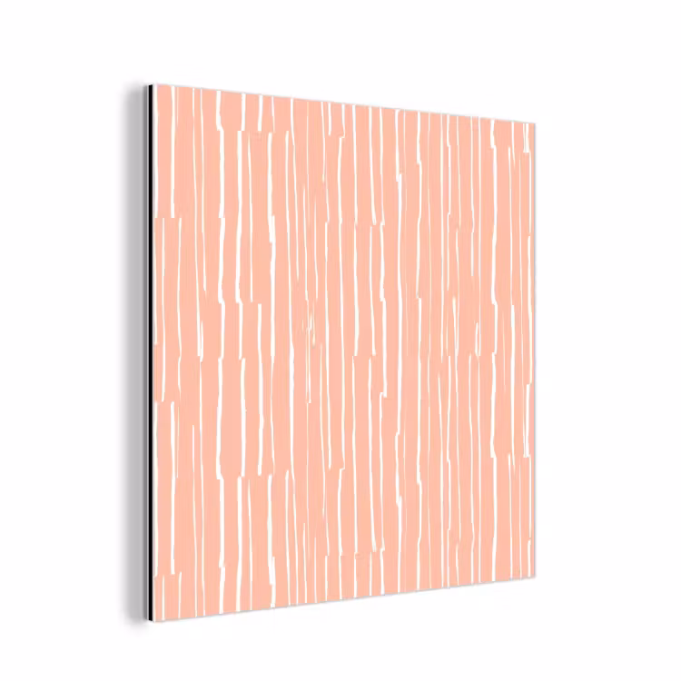 Aluminium schilderij - Zalmroze - Strepen - Handgetekend - Patroon — 1