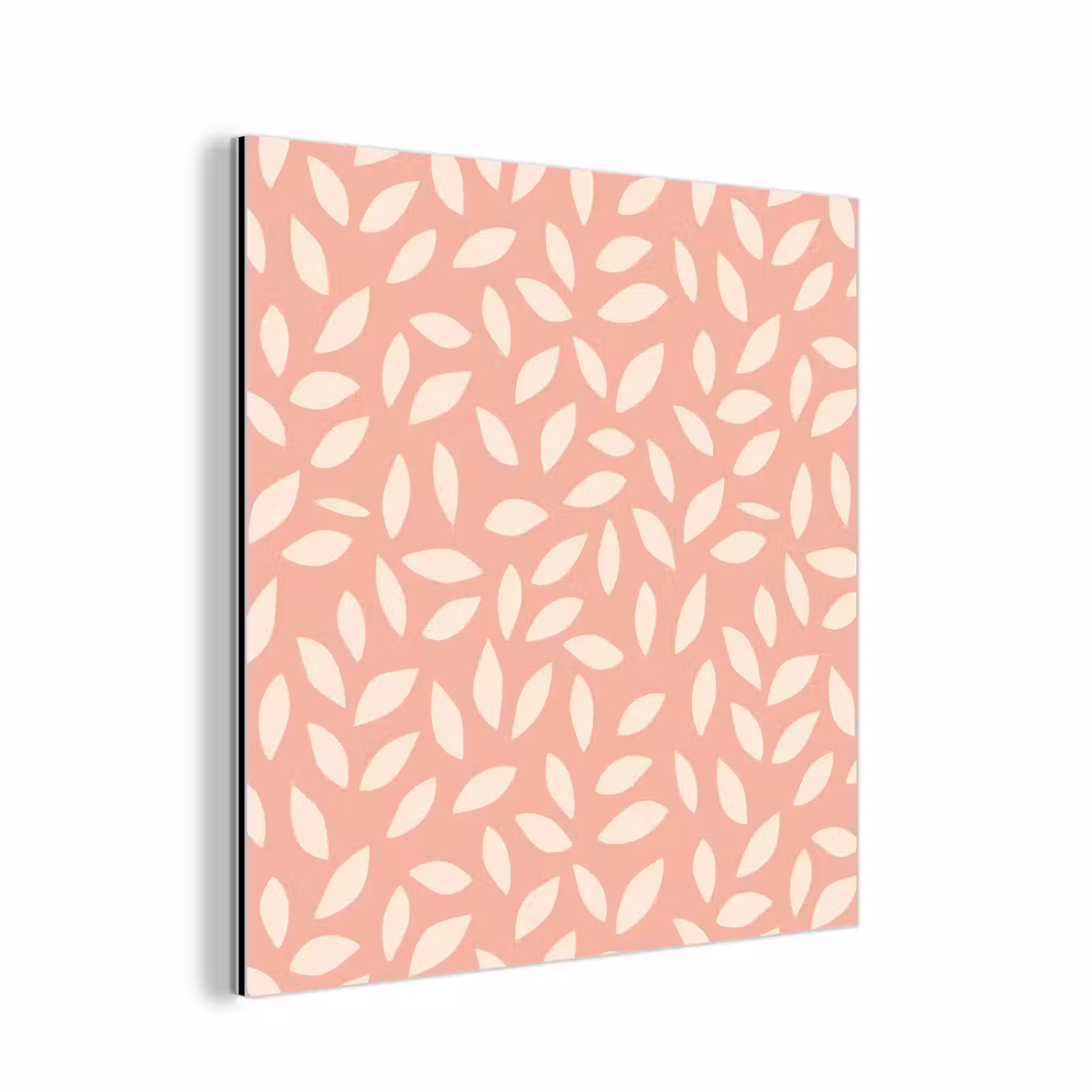 Aluminium schilderij - Roze - Bladeren - Speels - Patroon — 1
