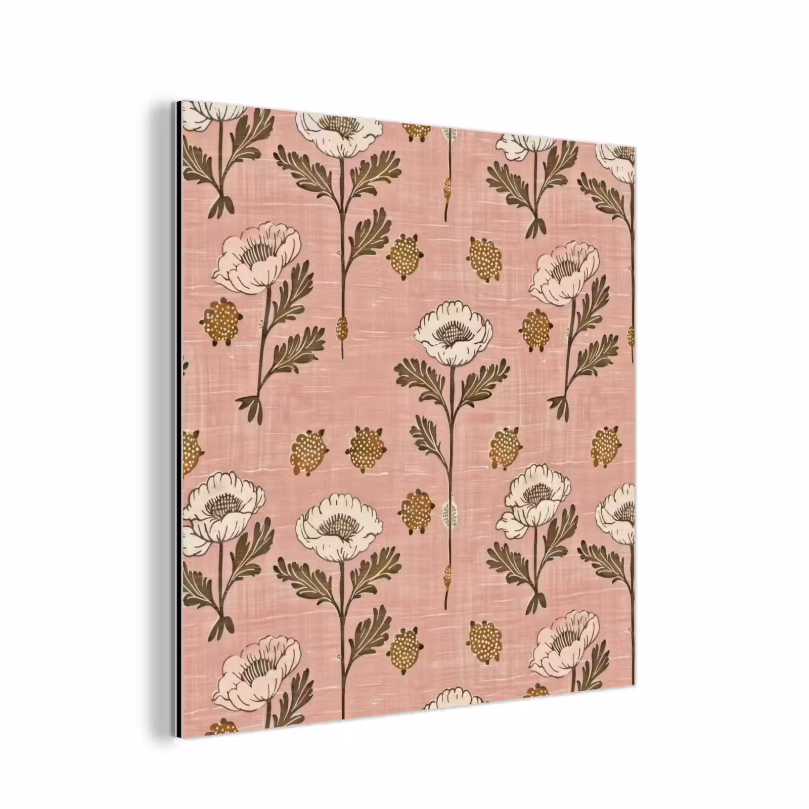 Aluminium schilderij - Roze - Bloemen - Vintage - Textuur — 1