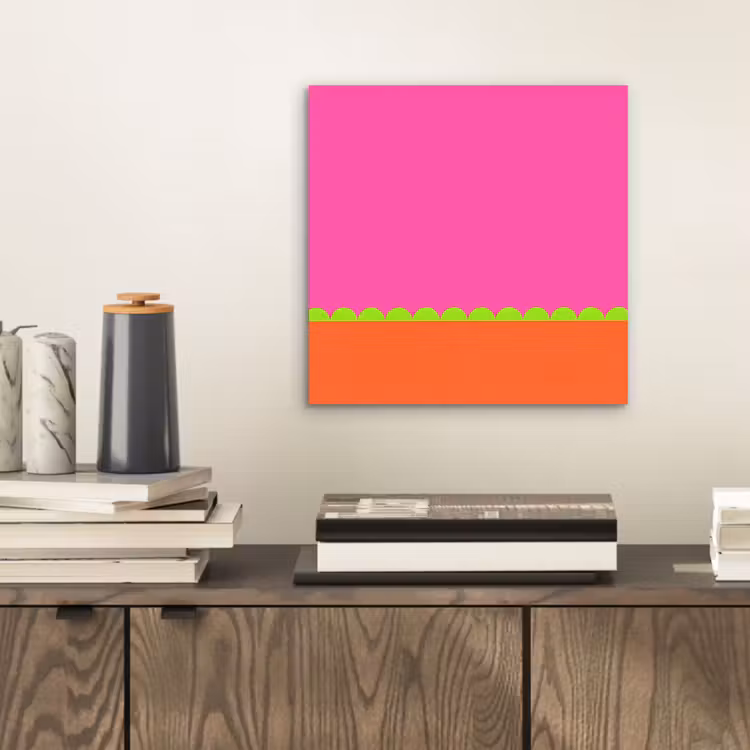 Aluminium schilderij - Abstract - Geometrisch - Kleurblokken - Roze - Oranje — 2