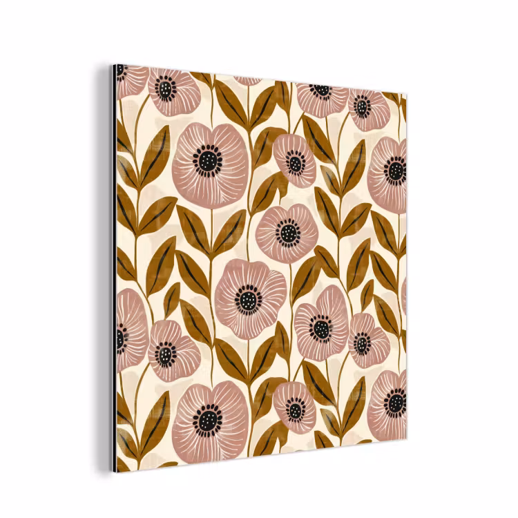 Aluminium schilderij - Dustyroze - Bloemen - Grafisch - Patroon — 1