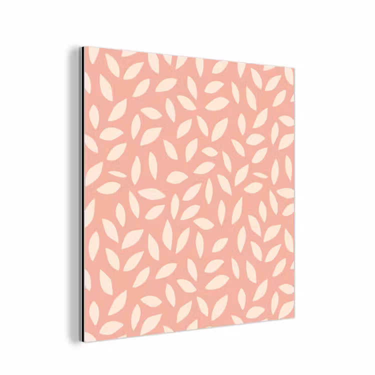 Aluminium schilderij - Roze - Bladeren - Speels - Patroon — 1