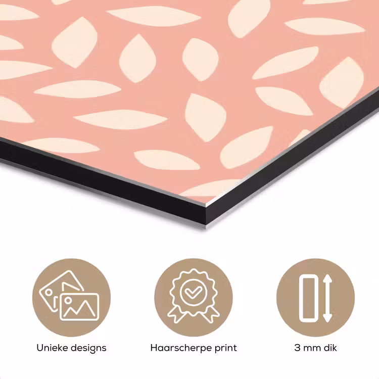Aluminium schilderij - Roze - Bladeren - Speels - Patroon — 7