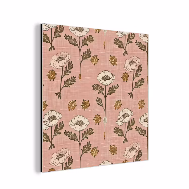 Aluminium schilderij - Roze - Bloemen - Vintage - Textuur — 1