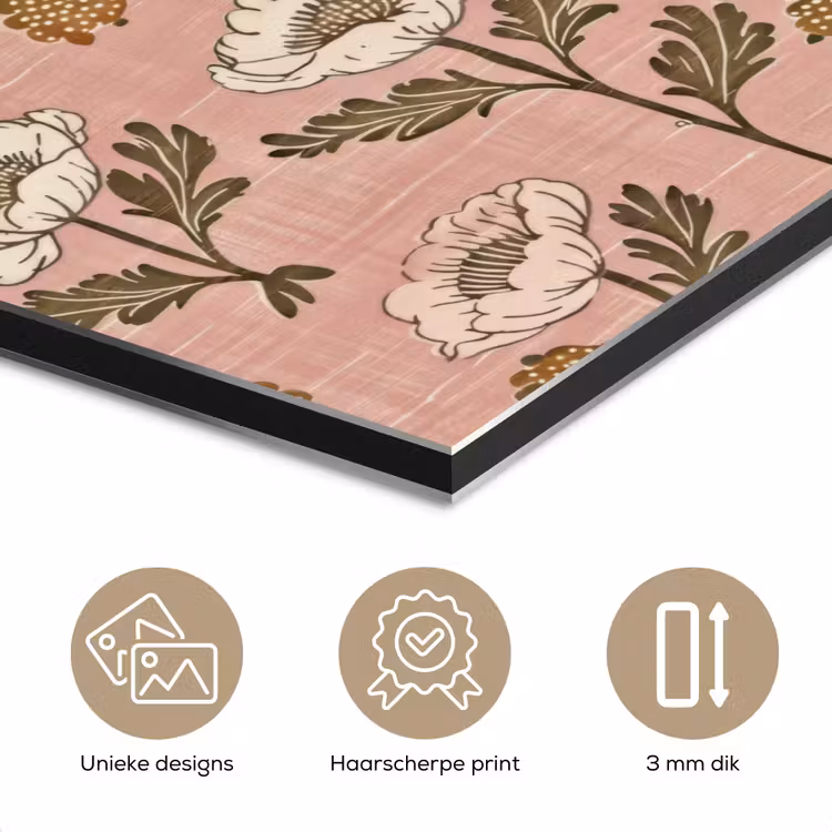 Aluminium schilderij - Roze - Bloemen - Vintage - Textuur — 7
