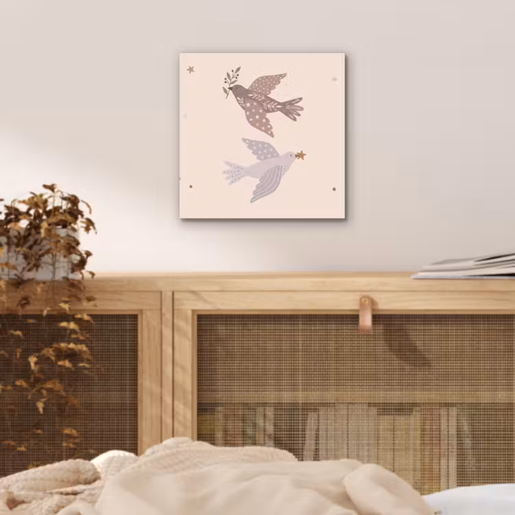 Aluminium schilderij - Vogel - Bessen - Natuur - Modern - Beige — 4
