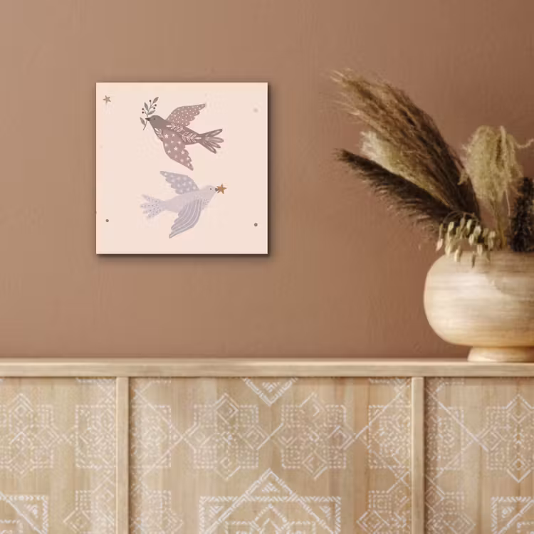Aluminium schilderij - Vogel - Bessen - Natuur - Modern - Beige — 5