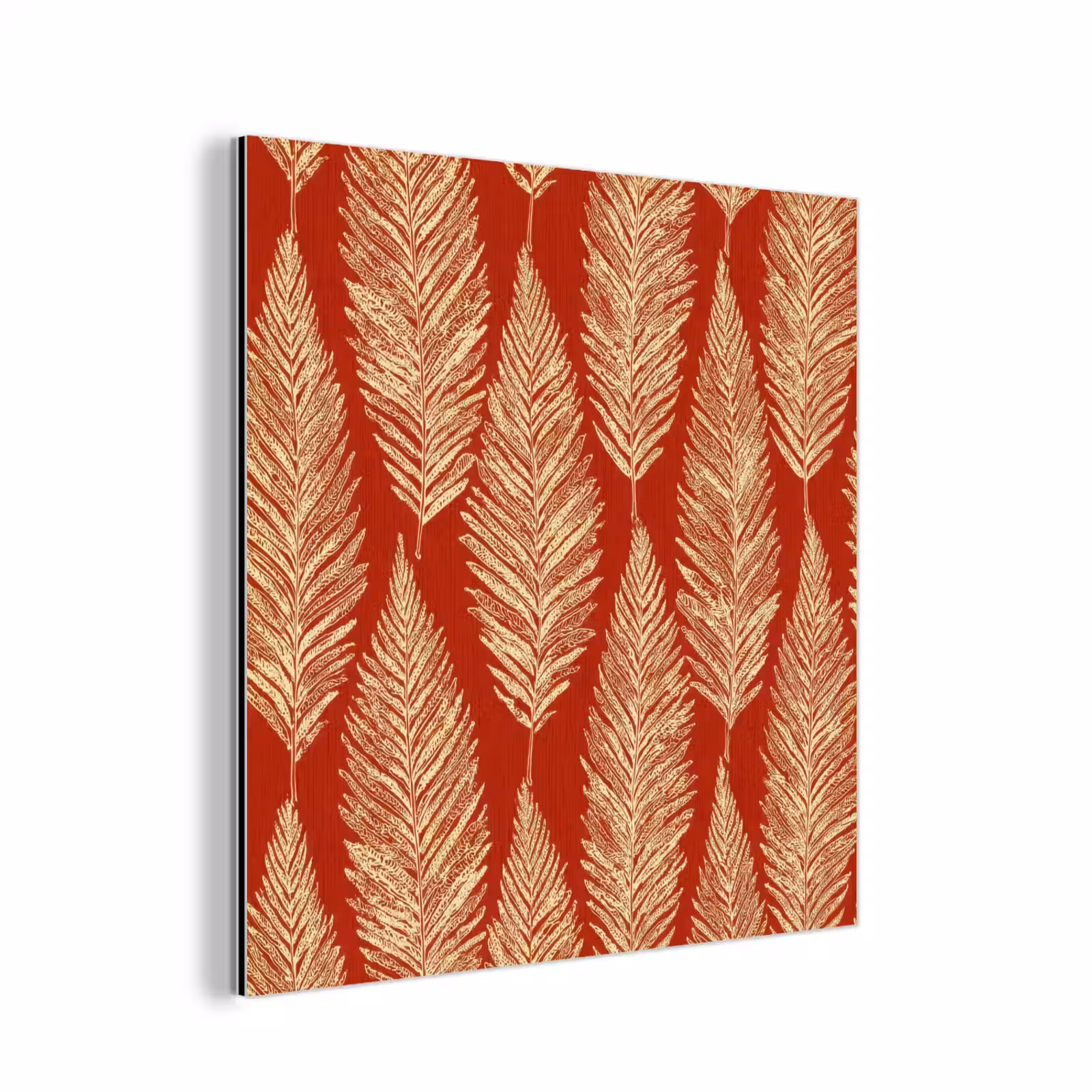 Aluminium schilderij - Rood - Botanisch - Varen - Patroon — 1