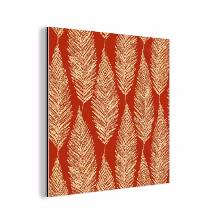 Aluminium schilderij - Rood - Botanisch - Varen - Patroon — 1
