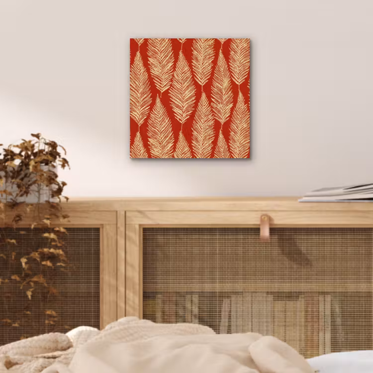 Aluminium schilderij - Rood - Botanisch - Varen - Patroon — 4