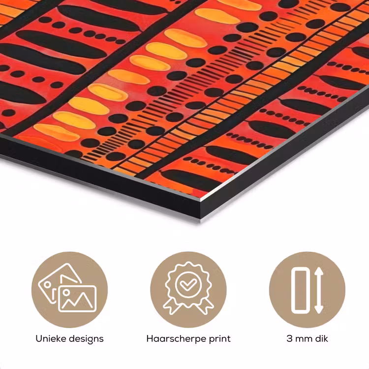 Aluminium schilderij - Rood - Oranje - Etnisch - Expressief - Patroon — 7