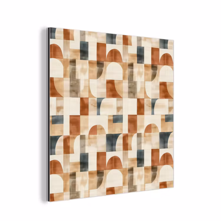 Aluminium schilderij - Terracotta - Geometrisch - Aquarel - Textuur — 1