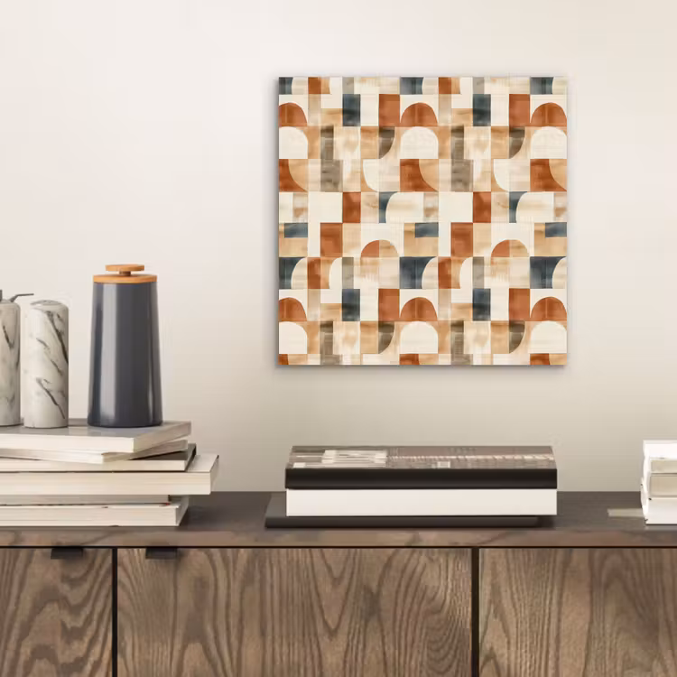 Aluminium schilderij - Terracotta - Geometrisch - Aquarel - Textuur — 2