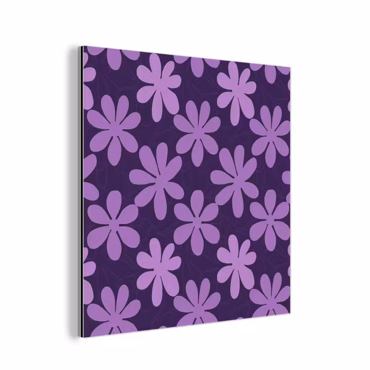 Aluminium schilderij - Paars - Botanisch - Bloemen - Retro - Patroon — 1