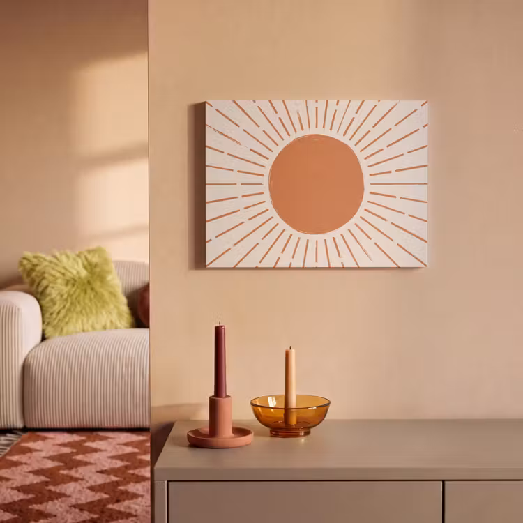 Akoestisch schilderij - Zon - Stralen - Abstract - Terracotta - Modern — 2