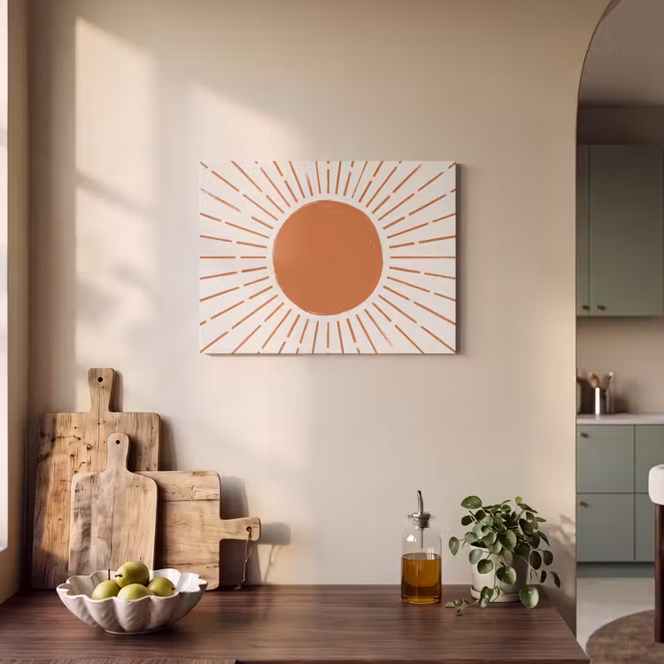 Akoestisch schilderij - Zon - Stralen - Abstract - Terracotta - Modern — 3