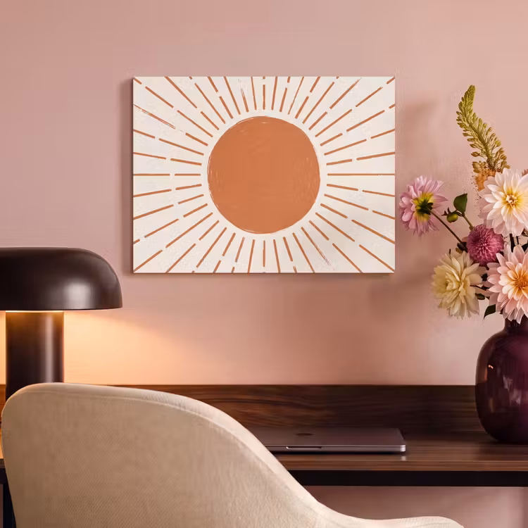 Akoestisch schilderij - Zon - Stralen - Abstract - Terracotta - Modern — 4