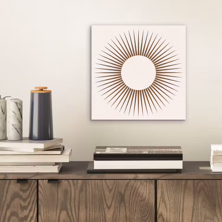 Aluminium schilderij - Abstract - Zon - Symbool - Modern - Beige — 2