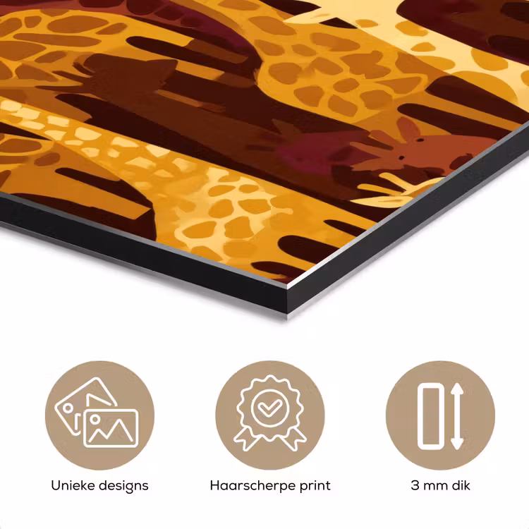 Aluminium schilderij - Bruin - Giraffen - Safari - Patroon — 7