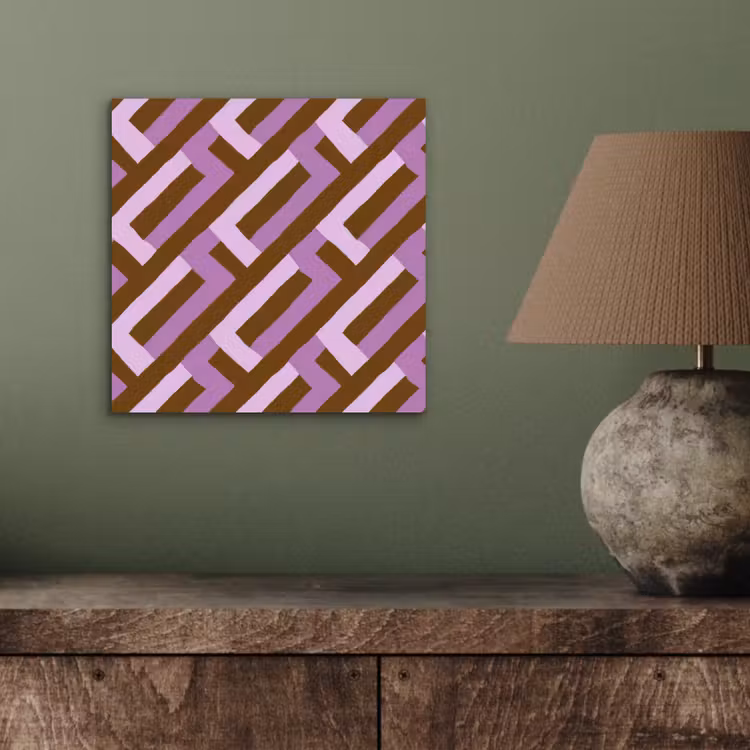 Aluminium schilderij - Bruin - Roze - Geometrisch - Meander - Patroon — 3