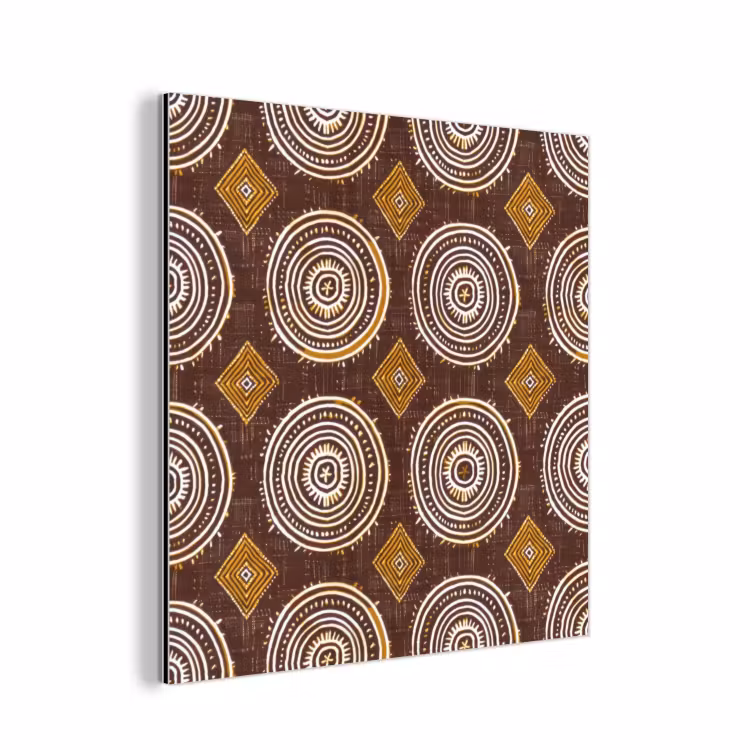 Aluminium schilderij - Chocoladebruin - Etnisch - Tribaal - Cirkels - Patroon — 1