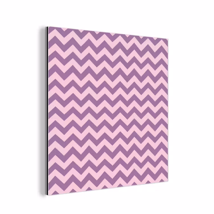 Aluminium schilderij - Paars - Roze - Geometrisch - Chevron - Zigzag - Patroon — 1