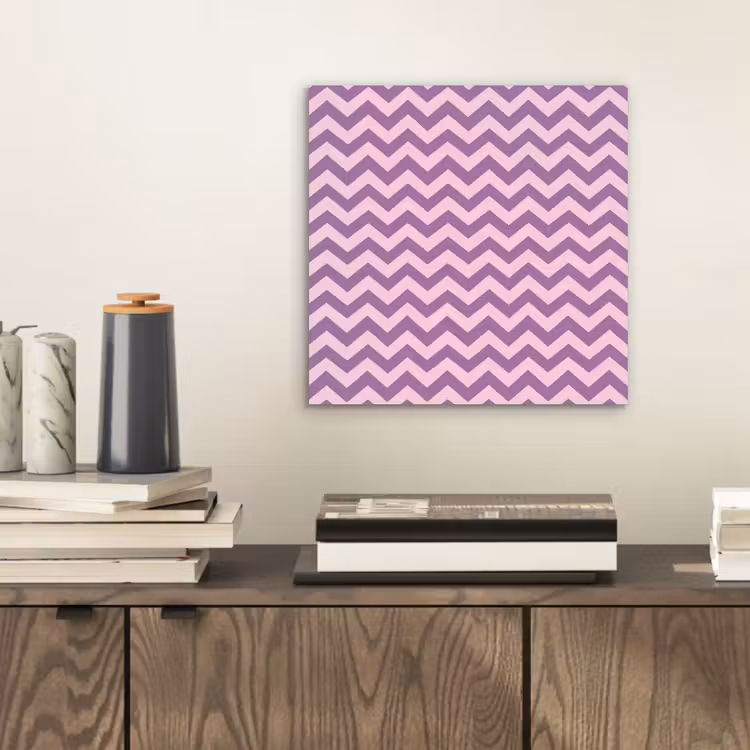 Aluminium schilderij - Paars - Roze - Geometrisch - Chevron - Zigzag - Patroon — 2