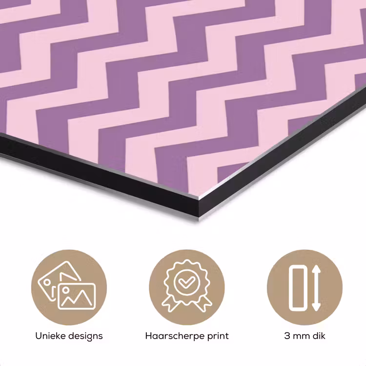 Aluminium schilderij - Paars - Roze - Geometrisch - Chevron - Zigzag - Patroon — 7