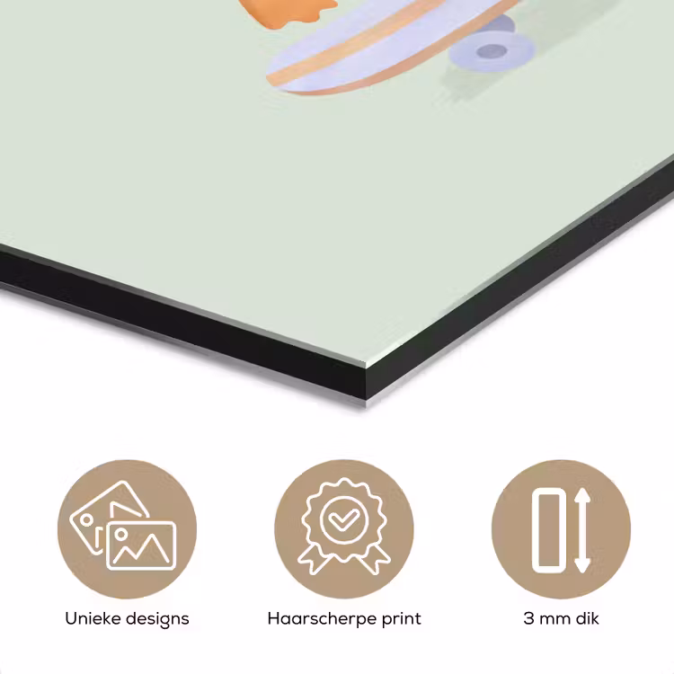 Aluminium schilderij - Vogel - Skateboard - Dieren - Cartoon - Speels — 7