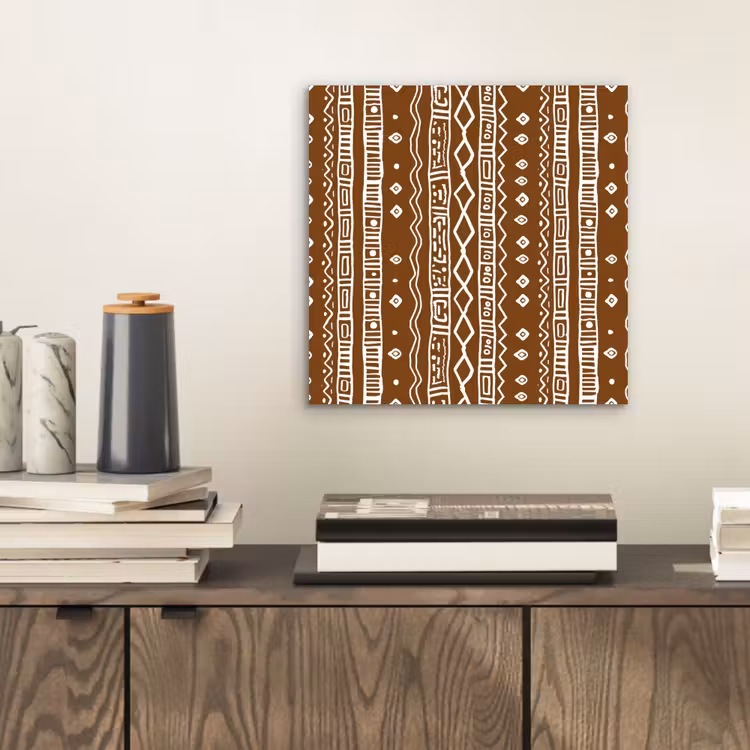 Aluminium schilderij - Chocoladebruin - Etnisch - Tribaal - Patroon — 2