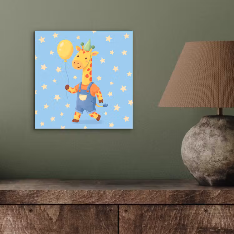 Aluminium schilderij - Dieren - Giraffe - Ballon - Feest - Kinderkamer — 3