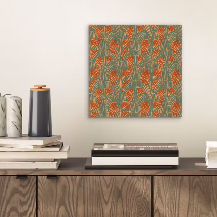Aluminium schilderij - Groen - Terracotta - Deco - Waaiers — 2